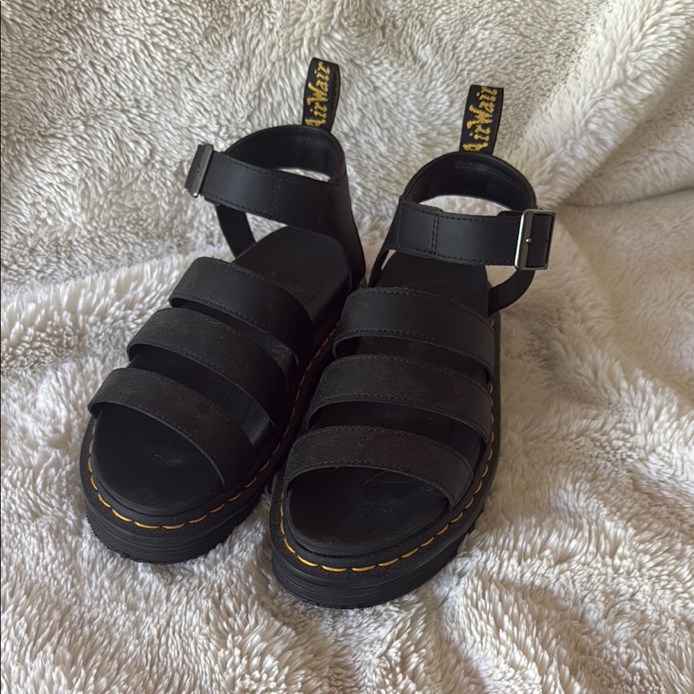 Dr. Martens Black Sandals with Platform Sole and Adjustable Straps